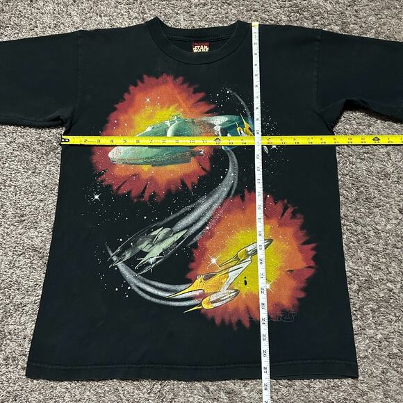 Vintage 90s Star Wars Shirt Episode 1 Naboo Fighter Medium Distressed Faded - Picture 8 of 10